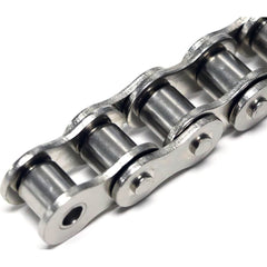 Shuster - 60NP-1RIVX10, 3/4" Pitch, ANSI 60NP, Nickel Plated Roller Chain - Exact Tool & Supply