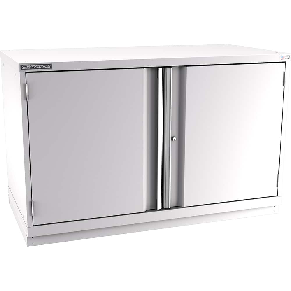 Champion Tool Storage - Storage Cabinets; Type: Bench-Height Double Wide Door Cabinet ; Width (Inch): 56-1/2 ; Depth (Inch): 28-1/2 ; Height (Inch): 35-7/8 ; Number of Shelves: 3 ; Material: Steel - Exact Tool & Supply