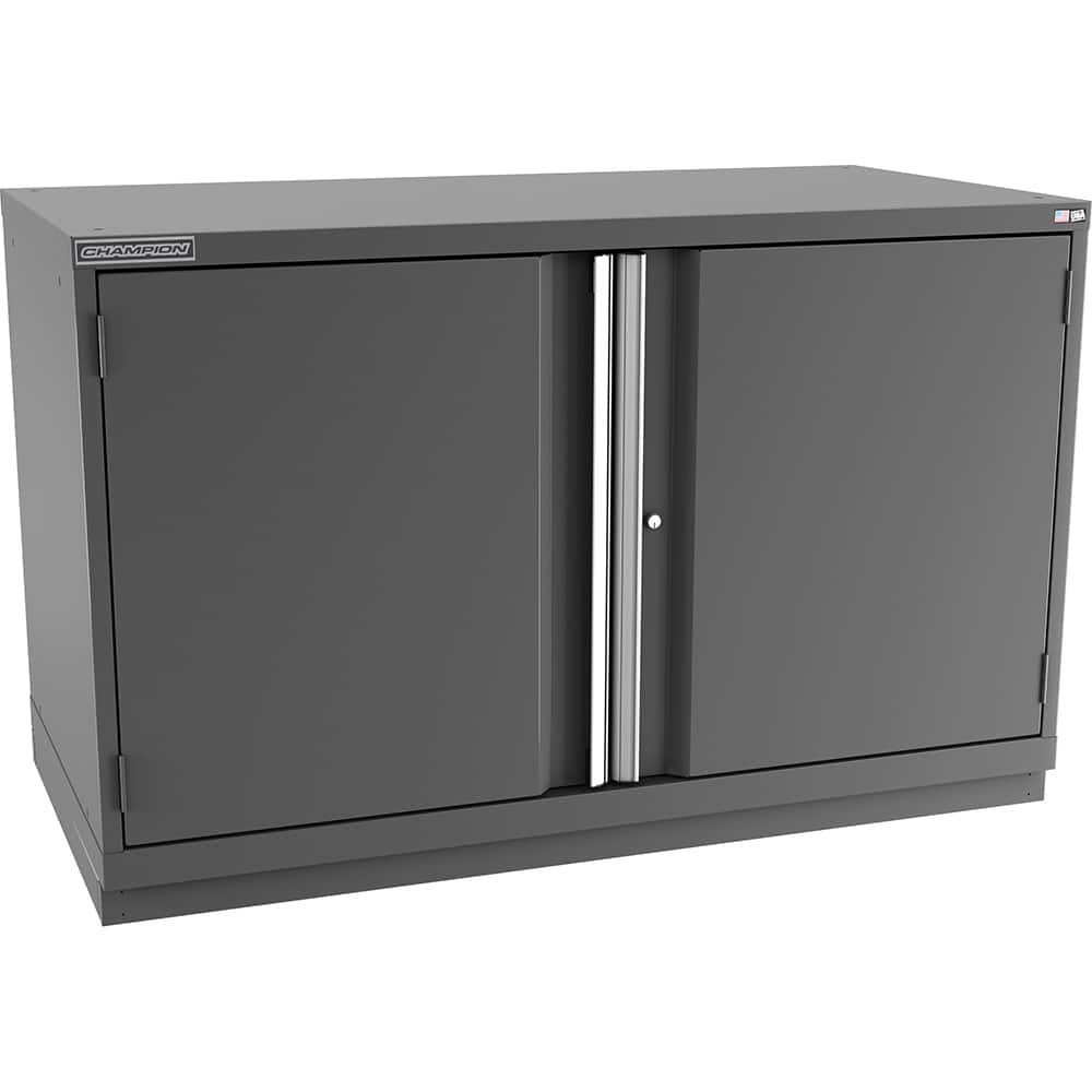 Champion Tool Storage - Storage Cabinets; Type: Bench-Height Double Wide Door Cabinet ; Width (Inch): 56-1/2 ; Depth (Inch): 28-1/2 ; Height (Inch): 35-7/8 ; Number of Shelves: 3 ; Material: Steel - Exact Tool & Supply