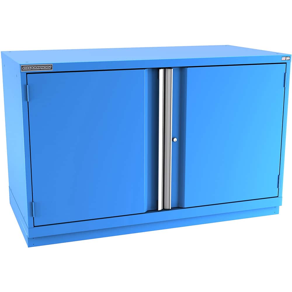 Champion Tool Storage - Storage Cabinets; Type: Bench-Height Double Wide Door Cabinet ; Width (Inch): 56-1/2 ; Depth (Inch): 28-1/2 ; Height (Inch): 35-7/8 ; Number of Shelves: 3 ; Material: Steel - Exact Tool & Supply