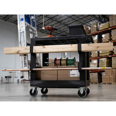 Luxor - Carts; Type: Industrial Cart ; Load Capacity (Lb.): 600.000 ; Number of Slots: 2 ; Number of Shelves: 2 ; Width (Inch): 32 ; Length (Inch): 18 - Exact Tool & Supply
