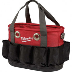 Milwaukee Tool - 24 Pocket, Ballistic Nylon, Black/Red Tool Bag - Exact Tool & Supply