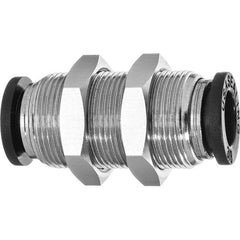Value Collection - 6mm OD, Nylon Push-to-Connect Bulkhead Union - 150 Max psi, Black - Exact Tool & Supply