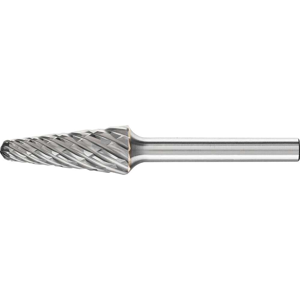PFERD - SL-3, 1/2" Cut Diam, 1/4" Shank Diam, Carbide End Cut Taper with Radius End Burr - Exact Tool & Supply