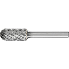 PFERD - SC-5, 1/2" Cut Diam, 1/4" Shank Diam, Carbide End Cut Diamond Cut Cylinder with Radius End Burr - Exact Tool & Supply
