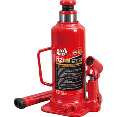 Big Red - Manual Bottle, Screw, Ratchet & Hydraulic Jacks; Type: Hydraulic Bottle Jack ; Load Capacity (Ton): 12 (Inch); Minimum Height (Inch): 9-1/8 ; Minimum Height (Decimal Inch): 9.1250 ; Maximum Height (Decimal Inch): 18.2500 ; Maximum Height (Inch) - Exact Tool & Supply