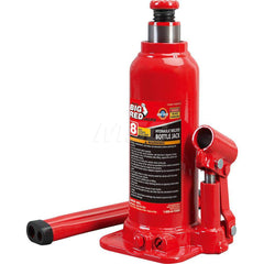Big Red - Manual Bottle, Screw, Ratchet & Hydraulic Jacks; Type: Hydraulic Bottle Jack ; Load Capacity (Ton): 8 (Inch); Minimum Height (Inch): 9-1/8 ; Minimum Height (Decimal Inch): 9.1250 ; Maximum Height (Decimal Inch): 18.0000 ; Maximum Height (Inch): - Exact Tool & Supply