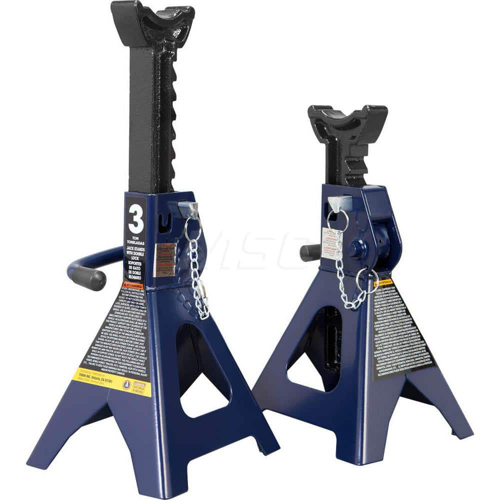 TCE - Jack Stands & Tripods; Jack Stand Type: Double Locking Jack Stand ; Load Capacity (Lb.): 6000.000 ; Load Capacity (Ton): 3 (Inch); Minimum Height (Inch): 11-1/4 ; Maximum Height (Inch): 16-3/4 ; Additional Information: Removable Locking Support Pin - Exact Tool & Supply