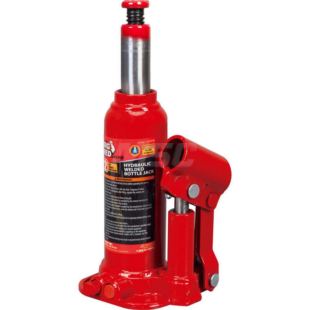 Big Red - Manual Bottle, Screw, Ratchet & Hydraulic Jacks; Type: Hydraulic Bottle Jack ; Load Capacity (Ton): 2 (Inch); Minimum Height (Inch): 7-1/8 ; Minimum Height (Decimal Inch): 7.1250 ; Maximum Height (Decimal Inch): 13.6250 ; Maximum Height (Inch): - Exact Tool & Supply