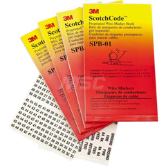 3M - Wire Marker Books & Pens; Wire Marker Type: Book ; Ink Color: Black ; Book Type: Alphanumeric; Numeric ; Included Characters: 1-15; 16-45; Blank ; Background Color: White ; Legend Color: Black - Exact Tool & Supply