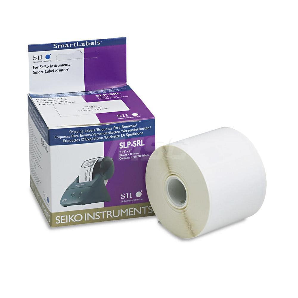 Seiko - Labels, Ribbons & Tapes; Type: Self-Adhesive Shipping Label ; Color: White ; For Use With: Seiko SLP 420 or Above; 240; 200; 220 Series Smart Label Printers ; Width (Inch): 2-1/8 ; Length (Feet): 4 ; Material: Paper - Exact Tool & Supply