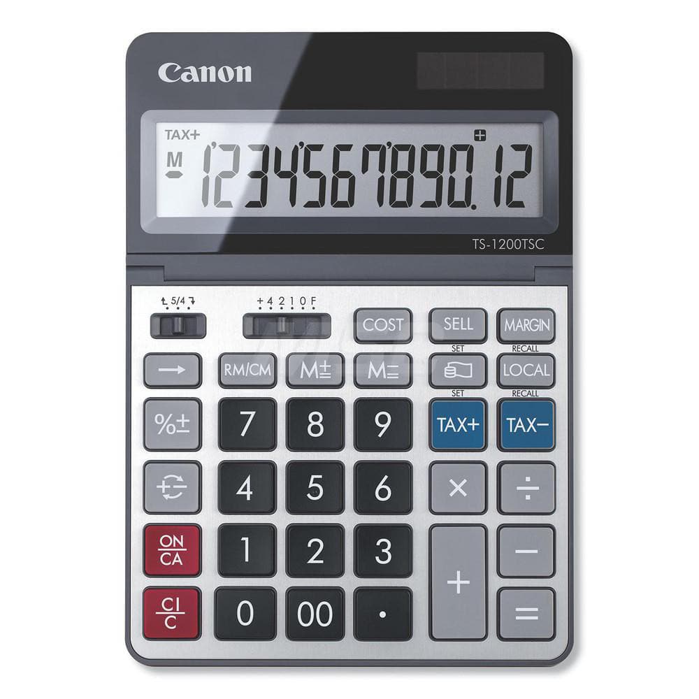 Canon - Calculators; Type: Desktop Calculator ; Type of Power: Battery; Solar ; Display Type: 12-Digit LCD ; Color: Black; Gray ; Display Size: 12 x 1 ; Width (Inch): 5 - Exact Tool & Supply