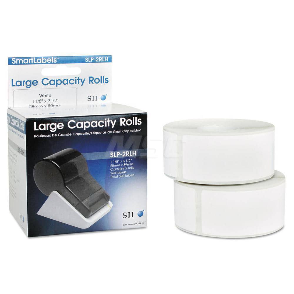 Seiko - Labels, Ribbons & Tapes; Type: Self-Adhesive Address Label ; Color: White ; For Use With: Seiko SLP 420 or Above; 410; 240; 200; 100; 220; 120 Series Smart Label Printers ; Width (Inch): 1-1/8 ; Length (Inch): 3-1/2 ; Material: Paper - Exact Tool & Supply