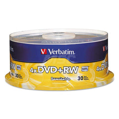 Verbatim - Office Machine Supplies & Accessories; Office Machine/Equipment Accessory Type: DVD+RW Discs ; For Use With: DVD-ROM Drives & DVD Video Players ; Color: Silver - Exact Tool & Supply