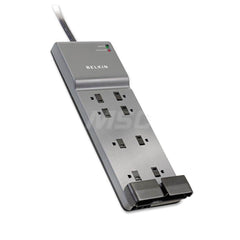 Belkin - Power Outlet Strips; Amperage: 15 ; Voltage: 125 ; Number of Outlets: 8 ; Material: Plastic ; Mounting Type: Floor ; Cord Length (Feet): 6 - Exact Tool & Supply