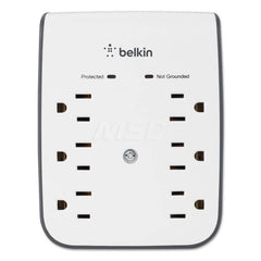Belkin - Power Outlet Strips; Amperage: 15 ; Voltage: 5.00 ; Number of Outlets: 6 ; Material: Plastic ; Mounting Type: Wall ; Cord Length (Feet): 10 - Exact Tool & Supply
