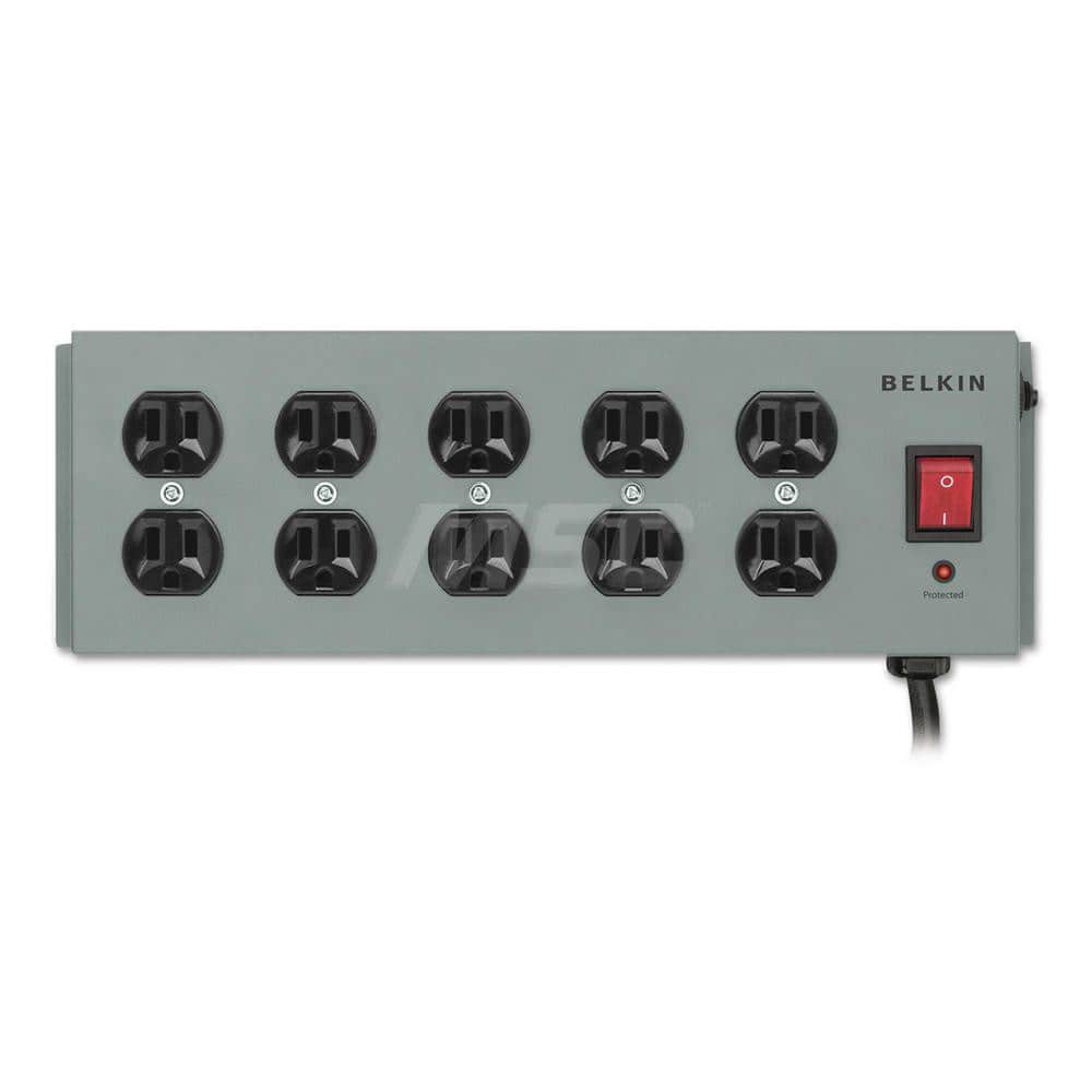 Belkin - Power Outlet Strips; Amperage: 15 ; Voltage: 330 ; Number of Outlets: 10 ; Material: Metal ; Mounting Type: Floor ; Cord Length (Feet): 15 - Exact Tool & Supply
