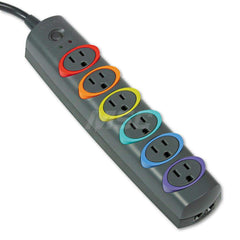 ACCO - Power Outlet Strips; Amperage: 15 ; Voltage: 125 ; Number of Outlets: 6 ; Material: ABS Plastic ; Mounting Type: Floor ; Cord Length (Feet): 7 - Exact Tool & Supply