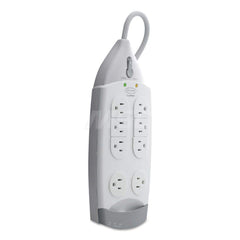 Belkin - Power Outlet Strips; Amperage: 15 ; Voltage: 125 ; Number of Outlets: 7 ; Material: Plastic ; Mounting Type: Floor ; Cord Length (Feet): 12 - Exact Tool & Supply
