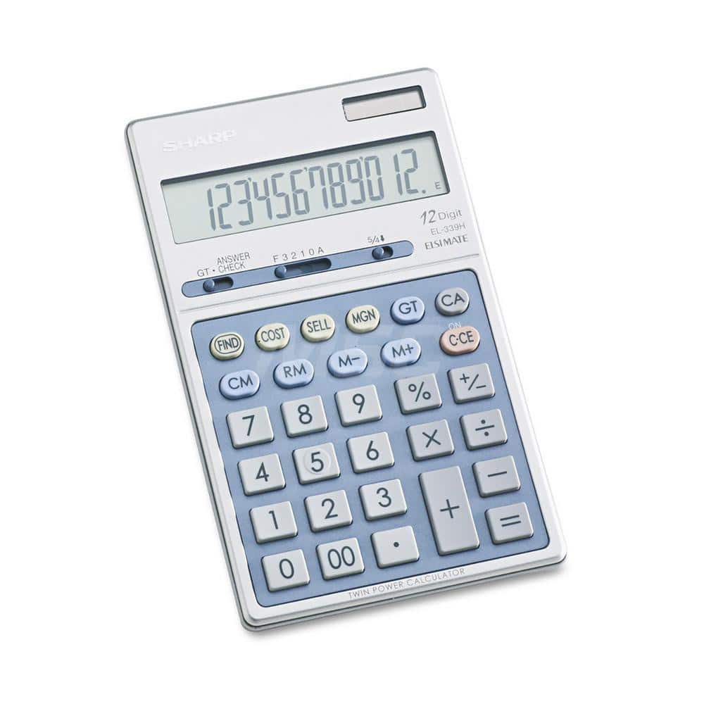 Victor - Calculators; Type: Desktop Calculator ; Type of Power: Battery; Solar ; Display Type: 12-Digit LCD ; Color: Silver ; Display Size: 15mm ; Width (Decimal Inch): 4.3000 - Exact Tool & Supply