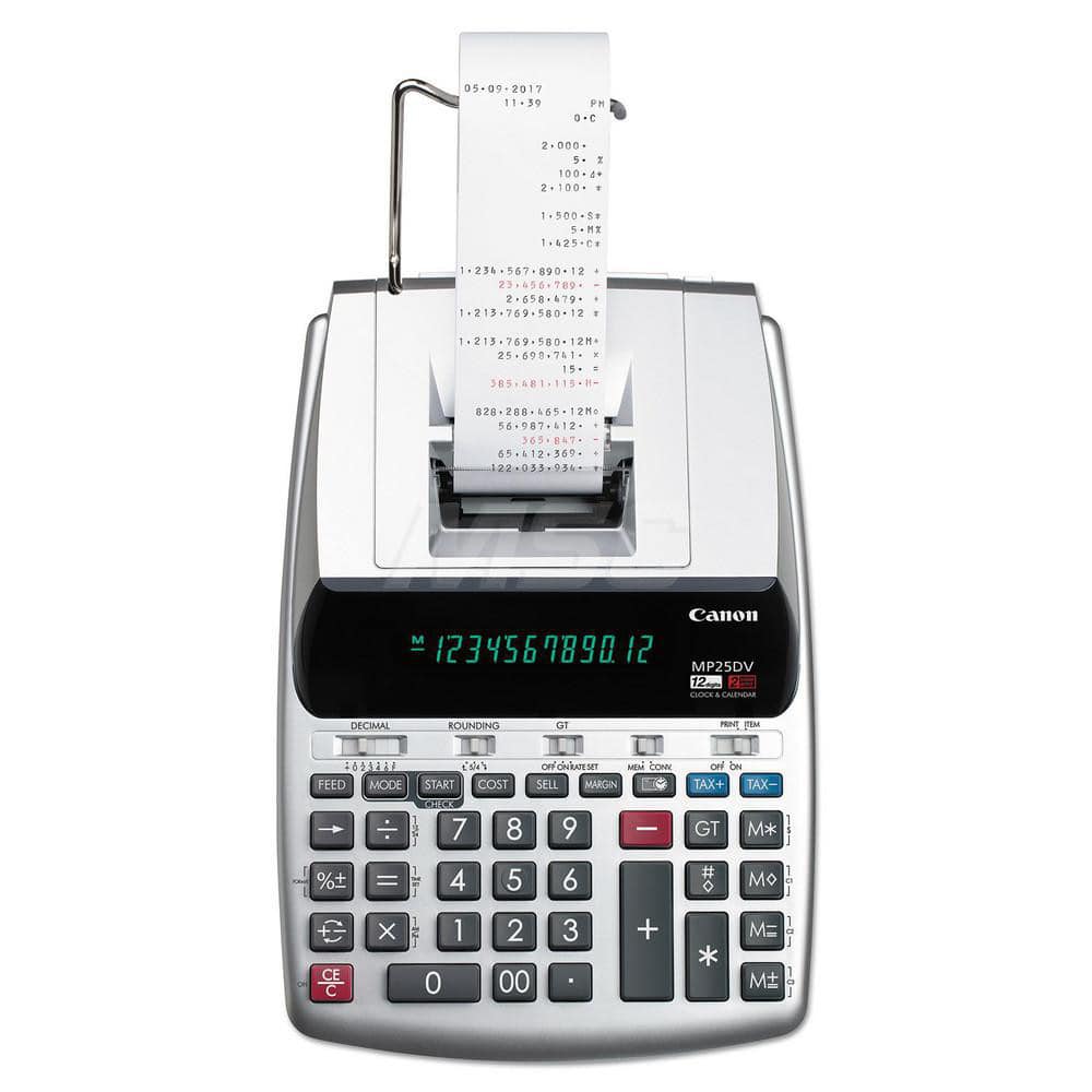 Canon - Calculators; Type: Printing Calculator ; Type of Power: AC ; Display Type: 12-Digit LCD ; Color: Black; Red ; Display Size: 12mm ; Width (Decimal Inch): 8.8000 - Exact Tool & Supply