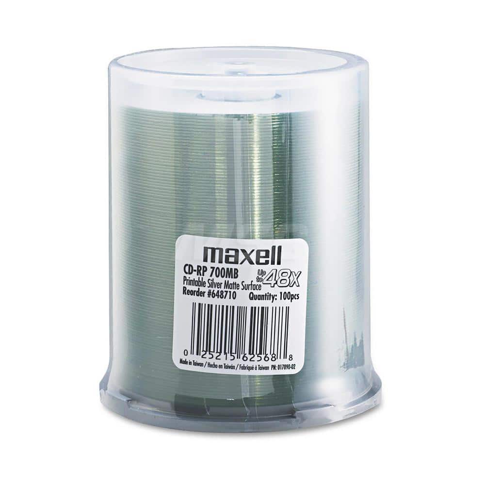 Maxell - Office Machine Supplies & Accessories; Office Machine/Equipment Accessory Type: CD-R Discs ; For Use With: Inkjet Printer ; Storage Capacity: 700MB ; Color: Matte Silver - Exact Tool & Supply