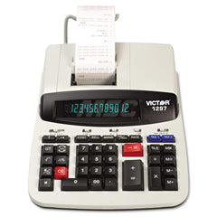 Victor - Calculators; Type: Printing Calculator ; Type of Power: AC ; Display Type: 12-Digit LCD ; Color: Black; White; Black; Red ; Display Size: 15mm ; Width (Inch): 8 - Exact Tool & Supply