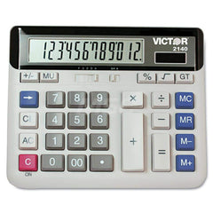 Victor - Calculators; Type: Desktop Calculator ; Type of Power: Solar/Battery ; Display Type: 12-Digit LCD ; Color: Off-White ; Display Size: 18mm ; Width (Decimal Inch): 7.5000 - Exact Tool & Supply
