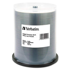 Verbatim - Office Machine Supplies & Accessories; Office Machine/Equipment Accessory Type: CD-R Discs ; For Use With: Inkjet Printer ; Storage Capacity: 700MB ; Color: White - Exact Tool & Supply
