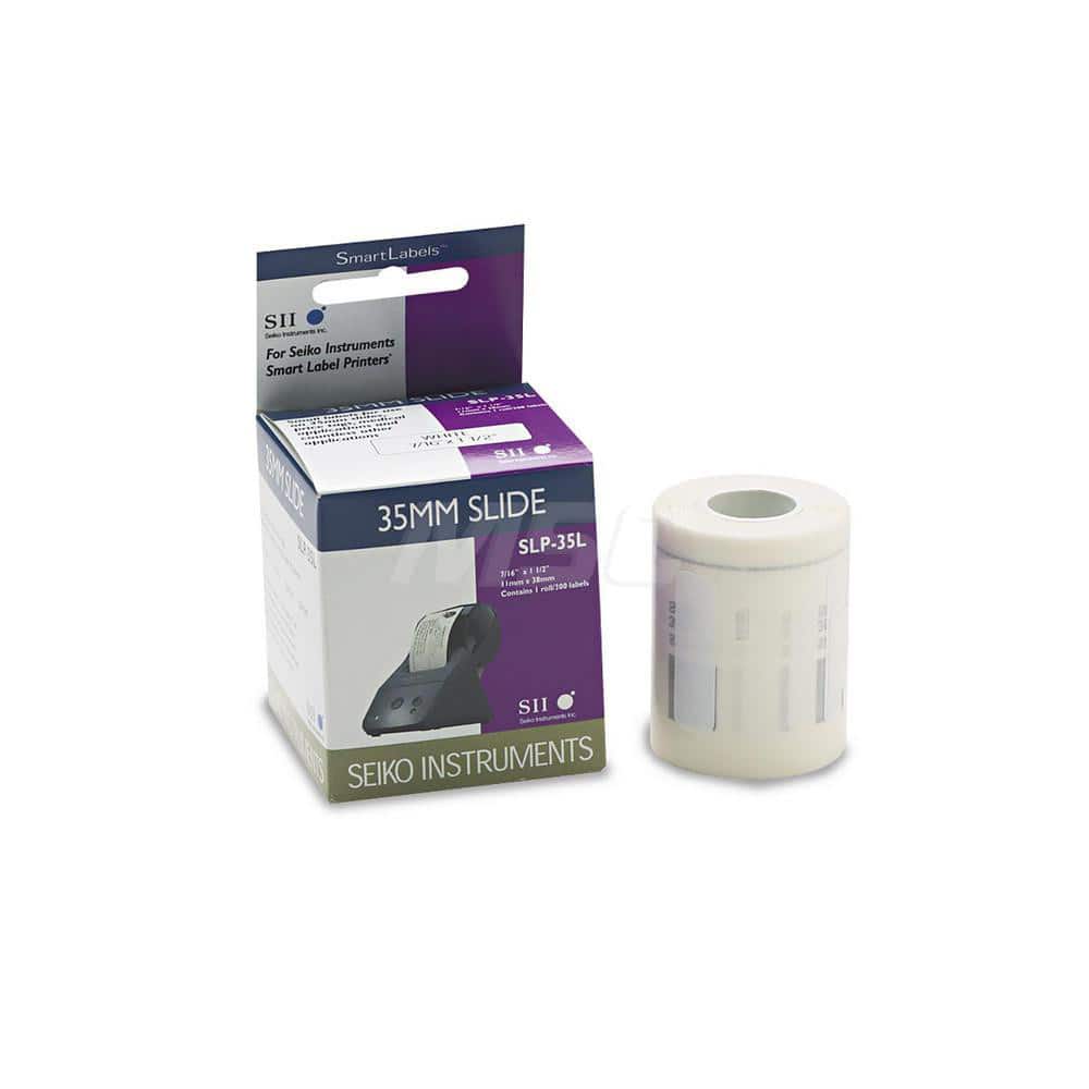 Seiko - Labels, Ribbons & Tapes; Type: Self-Adhesive Slide Label ; Color: White ; For Use With: Seiko SLP 420 or Above; 240; 200; 220 Series Smart Label Printers ; Width (Inch): 7/16 ; Length (Inch): 1-1/2 ; Material: Paper - Exact Tool & Supply