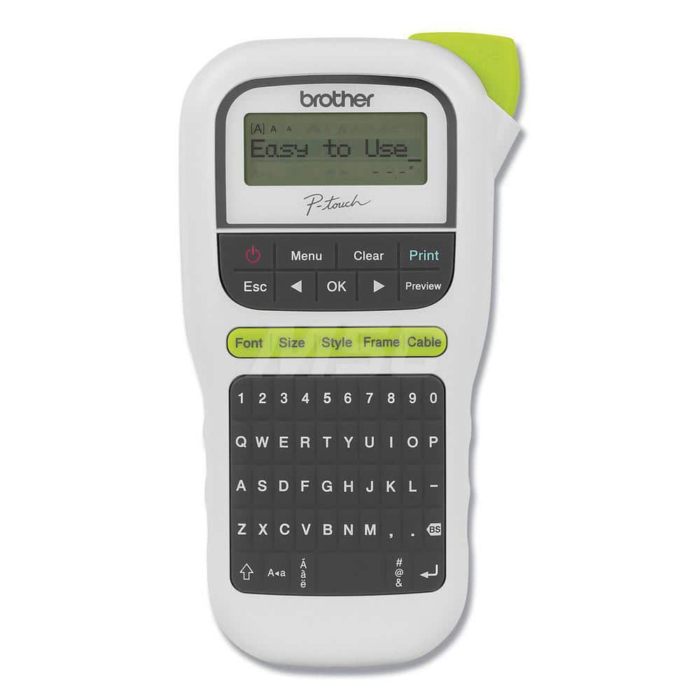 Brother - Electronic Label Makers; Type: Handheld Easy Portable Label Maker ; Accessories: 12 mm starter tape ; Power Source: (6) AAA Batteries; AC Adapter ; Resolution: 180 ; Additional Information: Brand: Brother; Product Line: P-Touch?; Compatible Tap - Exact Tool & Supply