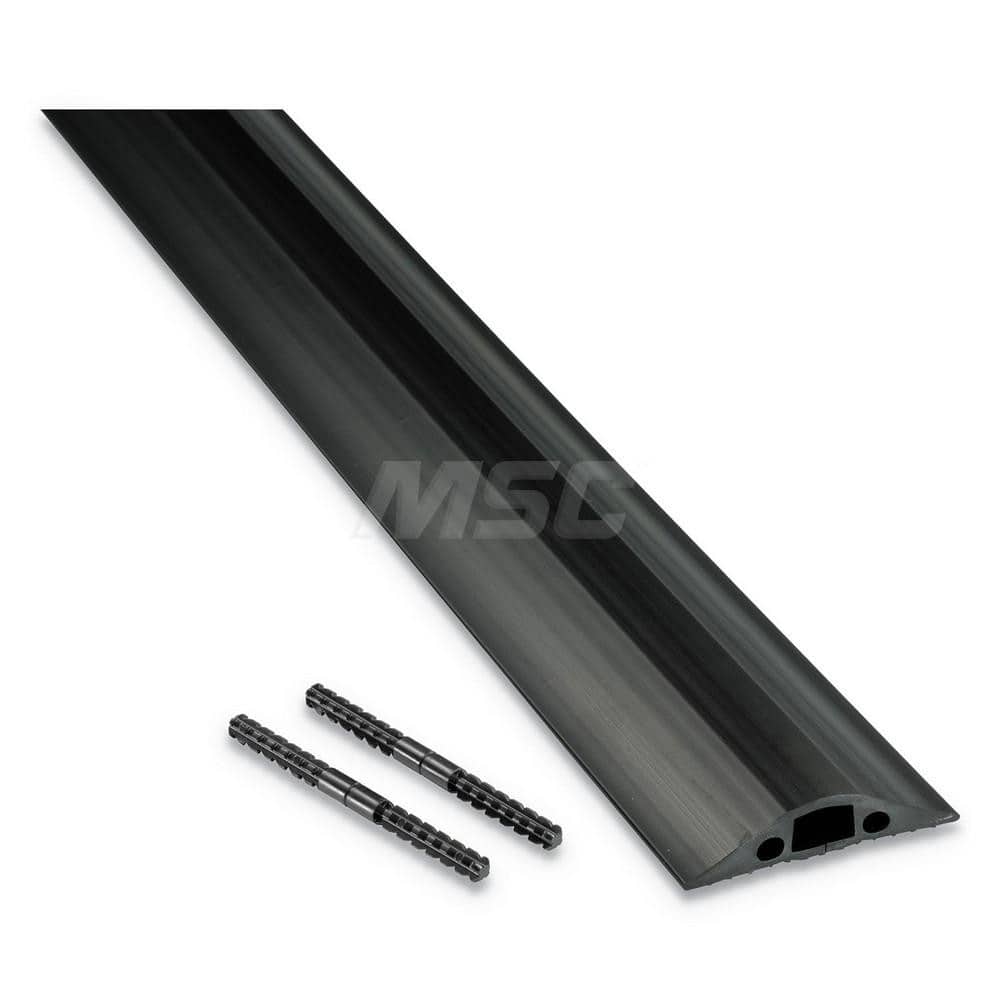 D-Line - On Floor Cable Covers; Cover Material: PVC ; Number of Channels: 1 ; Color: Black ; Overall Length (Feet): 30 ; Maximum Compatible Cable Diameter (Inch): 21/64 ; Overall Width (Decimal Inch): 2-5/8 - Exact Tool & Supply