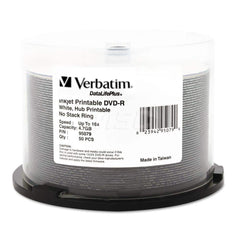 Verbatim - Office Machine Supplies & Accessories; Office Machine/Equipment Accessory Type: DVD+R Disc ; For Use With: DVD/CD Inkjet Printers & Duplicators ; Color: White - Exact Tool & Supply