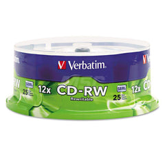 Verbatim - Office Machine Supplies & Accessories; Office Machine/Equipment Accessory Type: CD-RW Discs ; For Use With: Multi-Read CD & DVD Drives ; Storage Capacity: 700MB ; Color: Silver - Exact Tool & Supply