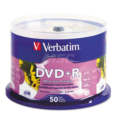 Verbatim - Office Machine Supplies & Accessories; Office Machine/Equipment Accessory Type: DVD+R Disc ; For Use With: Inkjet Disc Printers from Primera; Microboards; Epson & Others ; Color: White - Exact Tool & Supply