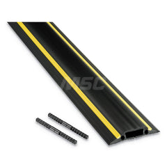 D-Line - On Floor Cable Covers; Cover Material: PVC ; Number of Channels: 1 ; Color: Black; Yellow ; Overall Length (Feet): 30 ; Maximum Compatible Cable Diameter (Inch): 21/64 ; Overall Width (Decimal Inch): 3-1/4 - Exact Tool & Supply