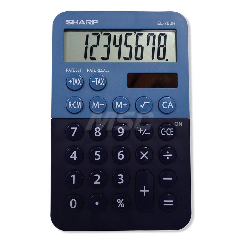 Victor - Calculators; Type: Desktop Calculator ; Type of Power: Battery; Solar ; Display Type: 8-Digit LCD ; Color: Dark Blue; Light Blue ; Display Size: 15mm ; Width (Decimal Inch): 2.8800 - Exact Tool & Supply