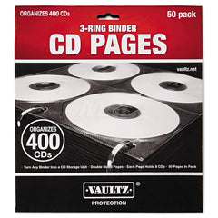 Vaultz - Office Machine Supplies & Accessories; Office Machine/Equipment Accessory Type: CD Binder Pages ; For Use With: Media Binder Case IDEVZ01072; Three-Ring Binder ; Color: Black - Exact Tool & Supply