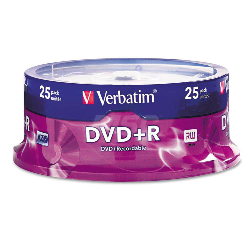 Verbatim - Office Machine Supplies & Accessories; Office Machine/Equipment Accessory Type: DVD+R Disc ; For Use With: 16X DVD+R Drives; DVD-ROM Drives & DVD Video Players ; Color: Silver - Exact Tool & Supply