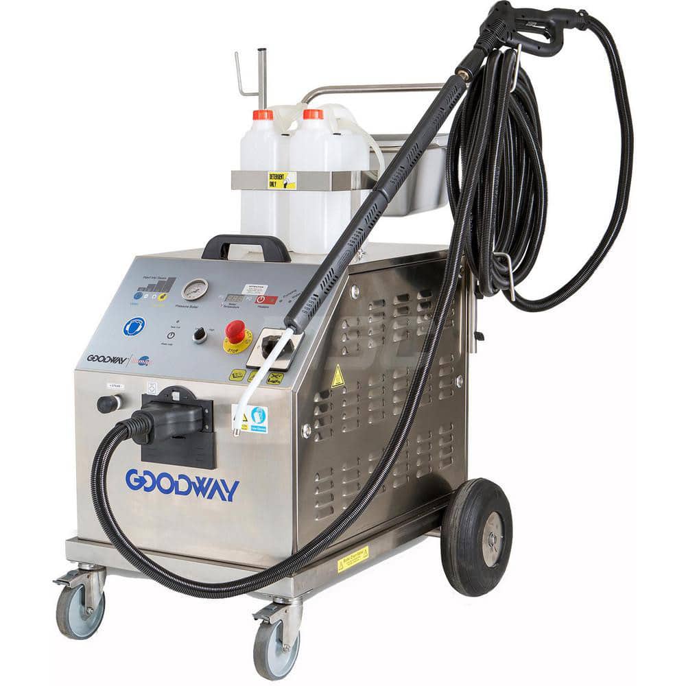 Goodway - Pressure Washers; Type: Hot Water ; Engine Power Type: Electric ; Pressure (psi): 145.00 ; Amperage Rating: 44.0000 ; Maximum Voltage Rating: 230.00 ; Rate of Flow (GPM): 0.16 - Exact Tool & Supply