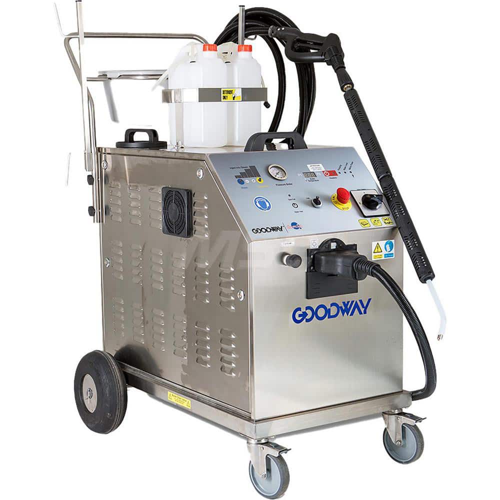 Goodway - Pressure Washers; Type: Hot Water ; Engine Power Type: Electric ; Pressure (psi): 145.00 ; Amperage Rating: 46.0000 ; Maximum Voltage Rating: 480.00 ; Rate of Flow (GPM): 0.32 - Exact Tool & Supply