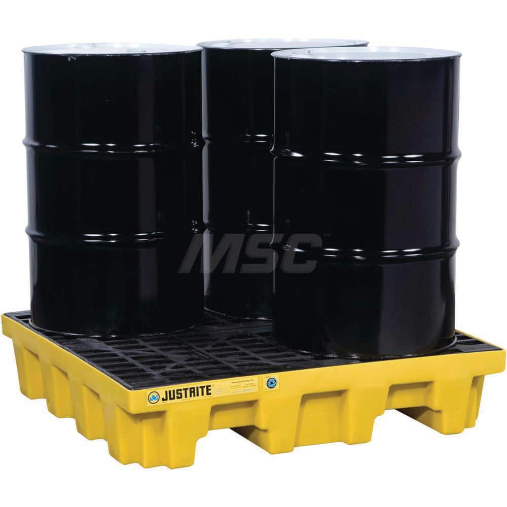 Justrite - Spill Pallets, Platforms, Sumps & Basins; Type: EcoPolyBlend? Spill Control Pallets ; Number of Drums: 4 ; Sump Capacity (Gal.): 73.00 ; Load Capacity (Lb.): 5000.000 ; Material: Polyethylene ; Height (Inch): 10.25 - Exact Tool & Supply