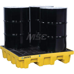 Justrite - Spill Pallets, Platforms, Sumps & Basins; Type: EcoPolyBlend? Spill Control Pallets ; Number of Drums: 4 ; Sump Capacity (Gal.): 73.00 ; Load Capacity (Lb.): 5000.000 ; Material: Polyethylene ; Height (Inch): 10.25 - Exact Tool & Supply