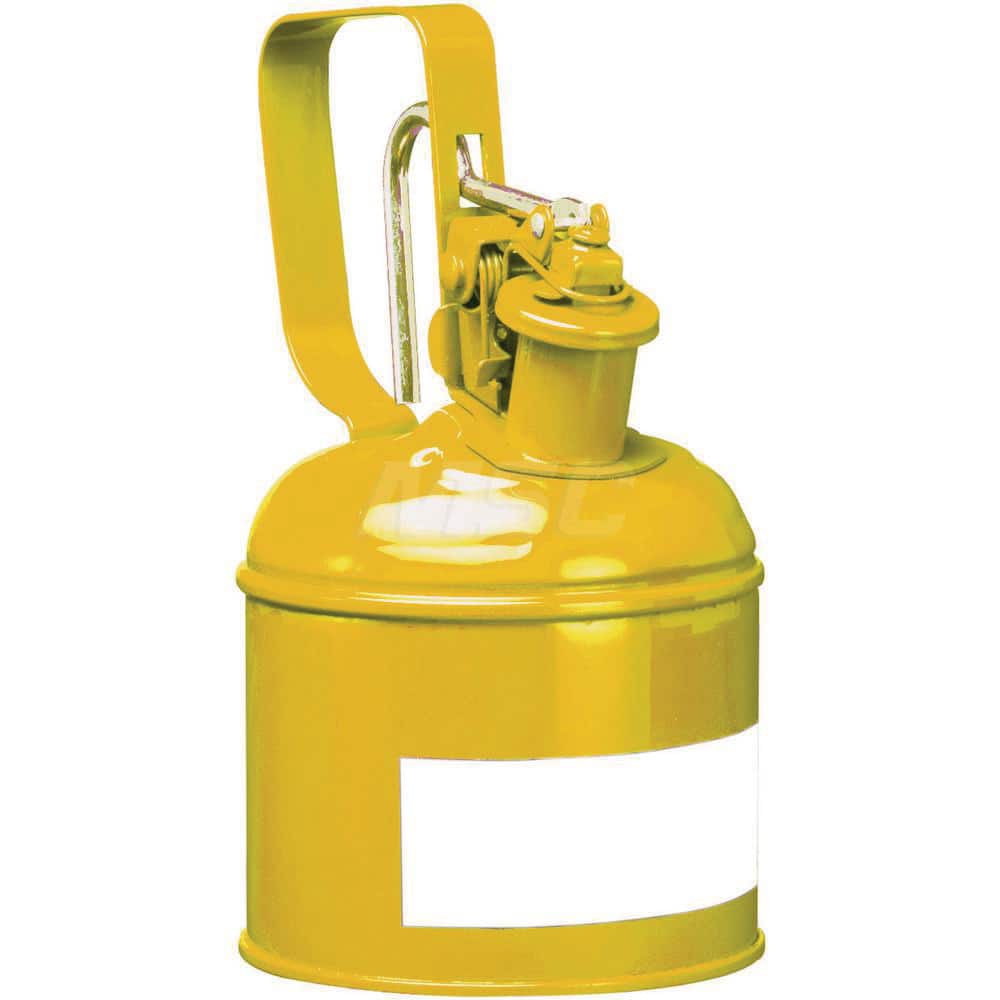 Justrite - Safety Dispensing Cans; Capacity: 1 Pt. ; Material: Steel ; Color: Yellow ; Height (Decimal Inch): 8.250000 ; Diameter/Length (mm): 4.81 ; Approval Listing/Regulations: FM Approved; UL; ULC; TUV - Exact Tool & Supply