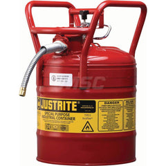 Justrite - Safety Dispensing Cans; Capacity: 5 Gal. ; Material: Steel ; Color: Red ; Height (Decimal Inch): 18.520000 ; Diameter/Length (mm): 11.75 ; Approval Listing/Regulations: FM Approved; DOT; UN - Exact Tool & Supply