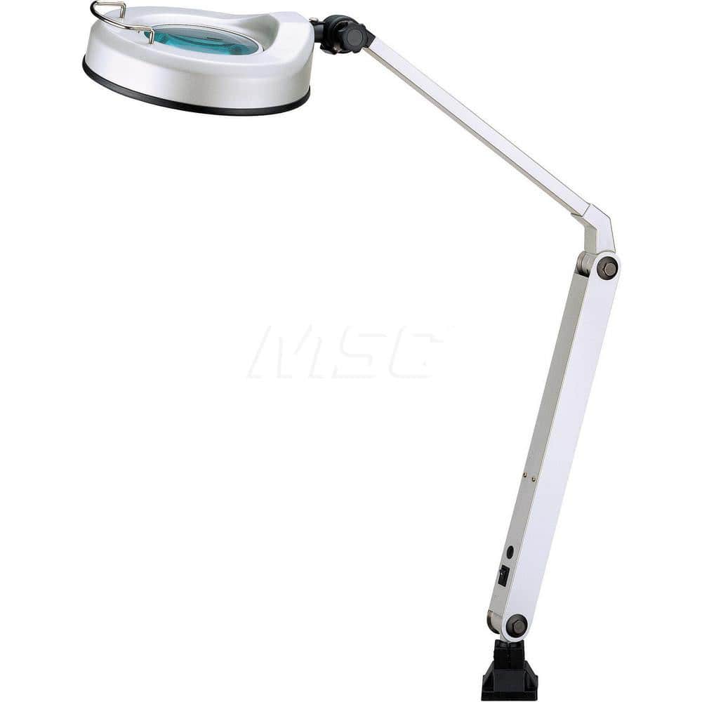 Sunnex Lighting - Task Lights; Fixture Type: Magnifying ; Color: Gray ; Lamp Type: Integrated LED ; Mounting Type: C-Clamp ; Adjustable Arm Type: Pivot ; Arm Length (mm): 880 - Exact Tool & Supply