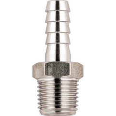 Aignep USA - Stainless Steel Pipe Fittings; Type: Male Hose Barb Adaptor ; Fitting Size: 3/8 ; End Connections: BSPT ; Material Grade: 316L Stainless Steel ; Pressure Rating (psi): 290 - Exact Tool & Supply