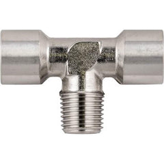 Aignep USA - Stainless Steel Pipe Fittings; Type: Female Tee w/Male Center Leg ; Fitting Size: 1/4 ; End Connections: BSPT x BSPP ; Material Grade: 316L Stainless Steel ; Pressure Rating (psi): 290 - Exact Tool & Supply