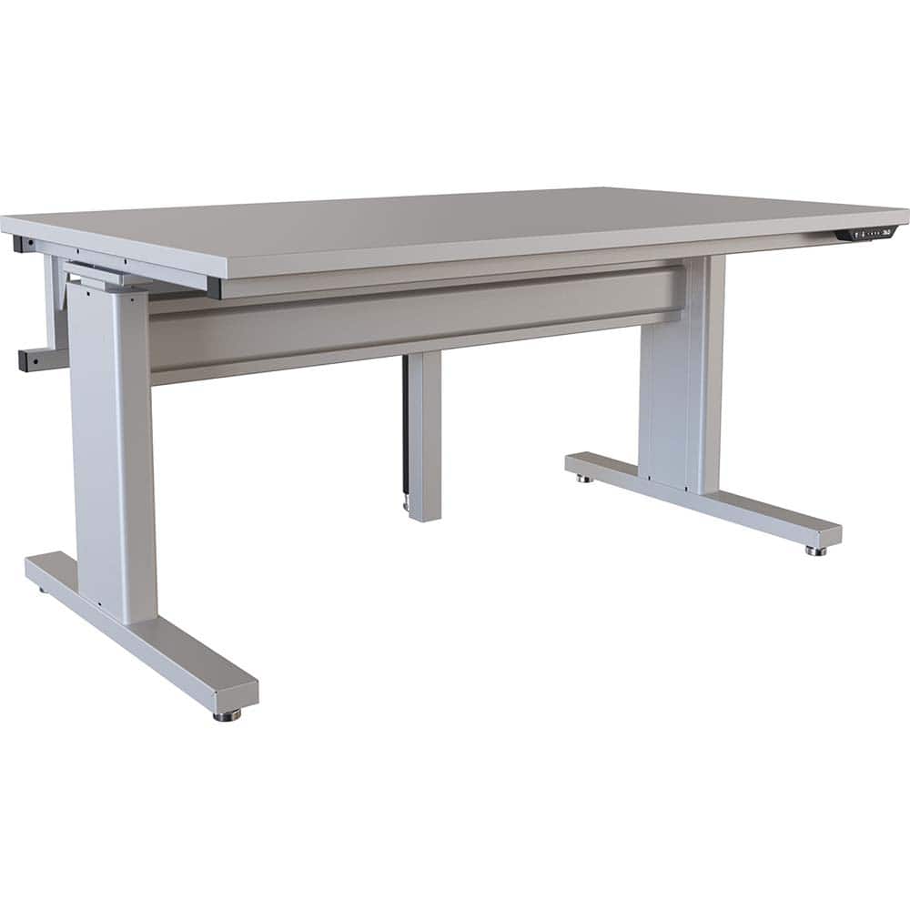 BOSTONtec - Stationary Work Benches, Tables; Type: Electric Height Adjustable Workstation ; Top Material: Laminate ; Width (Inch): 60 ; Depth (Inch): 36 ; Maximum Height (Inch): 44 ; Leg Style: Adjustable Height; C-Leg (Cantilever); Motor Height Adjustme - Exact Tool & Supply