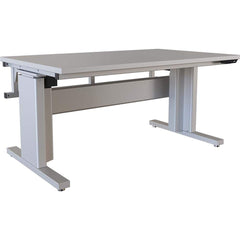 BOSTONtec - Stationary Work Benches, Tables; Type: Electric Height Adjustable Workstation ; Top Material: Laminate ; Width (Inch): 60 ; Depth (Inch): 36 ; Maximum Height (Inch): 44 ; Leg Style: Adjustable Height; C-Leg (Cantilever); Motor Height Adjustme - Exact Tool & Supply